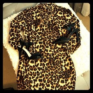 NWT Leopard Print Mock Neck Midi Dress